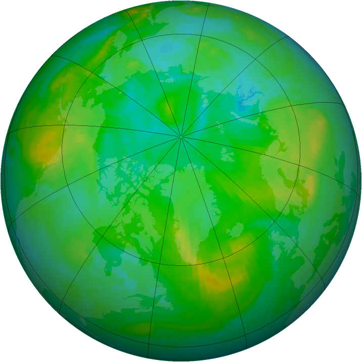 Arctic ozone map for 09 August 1998